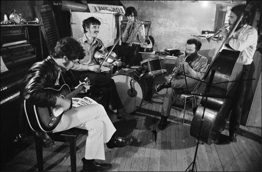 The Band in the basement of Rick Danko’s Zena Rd. Home, Woodstock, 1969. - Morrison Hotel Gallery